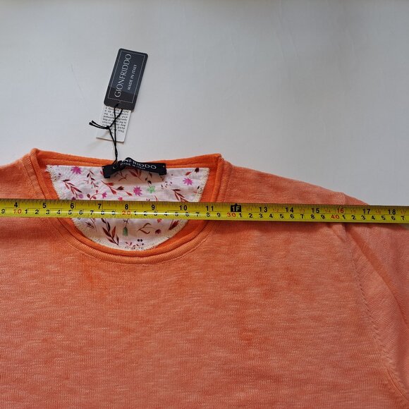 NWT Men's Gionfriddo 100% Cotton Italian Crew Neck Orange Shirt Sweater Size M - Picture 13 of 16